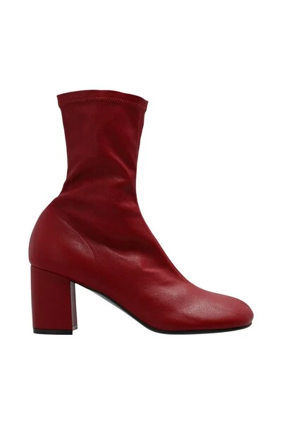 Dries Van Noten Enkellaarsjes Leather Heeled Ankle Boots Red 3 Dries Van Noten Enkellaarsjes Leather Heeled Ankle Boots Red