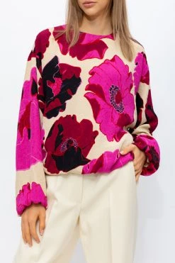 Dries Van Noten Blouses Floral Top Pink