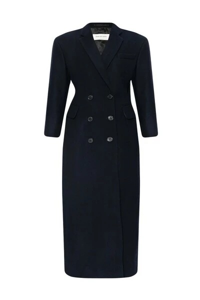 Dries Van Noten Trenchcoats & Mantels Fitted Wool Coat Blue 4 Dries Van Noten Trenchcoats & Mantels Fitted Wool Coat Blue - Afbeelding 2