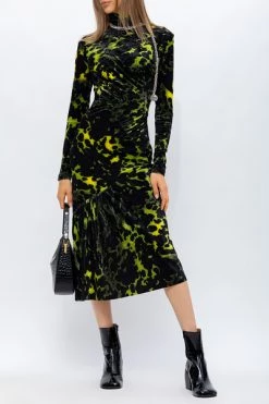 Dries Van Noten Maxi Jurken Velour Dress Black -Dries Van Noten Verkoopwinkel 4516ada6da1907a68b09e9a3c3e9a819