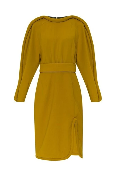Dries Van Noten Casual Jurken Belted Dress Green 3 Dries Van Noten Casual Jurken Belted Dress Green