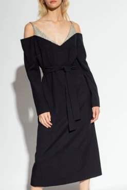 Dries Van Noten Casual Jurken Dress With Decorative Neck Black -Dries Van Noten Verkoopwinkel 4e80e0be1154e392ba2e3d7514dcb1ac