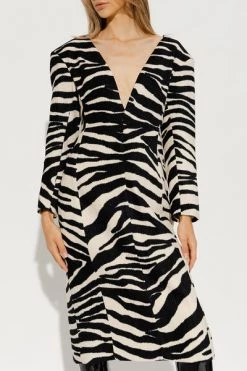 Dries Van Noten Casual Jurken Dress With Plunging Neckline Black