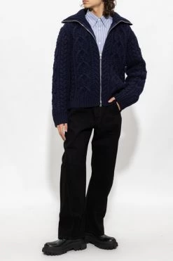 Dries Van Noten Vesten Wool Cardigan With Collar Blue -Dries Van Noten Verkoopwinkel 5ab7f635d92f7efec349ee9d65476048