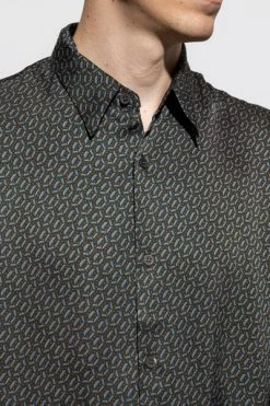 Dries Van Noten Korte Mouwen Overhemden Patterned Shirt Black