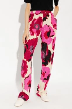 Dries Van Noten Chino's Trousers With Floral Motif Pink -Dries Van Noten Verkoopwinkel 779cedd555177af689862b884b9a243d