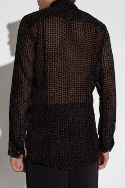 Dries Van Noten Casual Overhemden Transparent Shirt Black