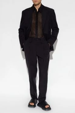 Dries Van Noten Casual Overhemden Transparent Shirt Black -Dries Van Noten Verkoopwinkel 7ef75373aa089fb364c23decddcf59c4