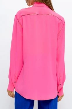 Dries Van Noten Longsleeve Shirts Silk Shirt Pink -Dries Van Noten Verkoopwinkel 8eb5c839c49450530473e0f36f4e1400