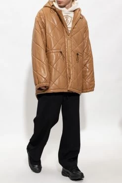 Dries Van Noten Gewatteerde Jassen Hooded Quilted Jacket Brown
