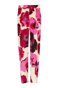 Dries Van Noten Chino's Trousers With Floral Motif Pink -Dries Van Noten Verkoopwinkel 96a7a87daf125aa1c05e94f3a247725e
