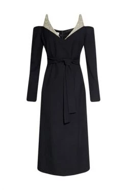 Dries Van Noten Casual Jurken Dress With Decorative Neck Black -Dries Van Noten Verkoopwinkel 96edff0af7aa089a15dc2f5ccd9d7b7d