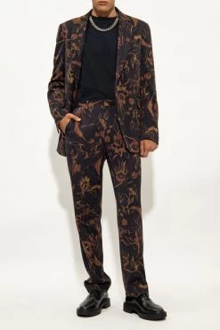 Dries Van Noten Jassen Blazer With Floral Motif Brown