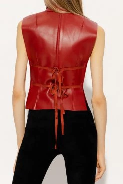 Dries Van Noten Tops Leather Top Red -Dries Van Noten Verkoopwinkel d77f7643957a9e4efc15abd1d73ae69a