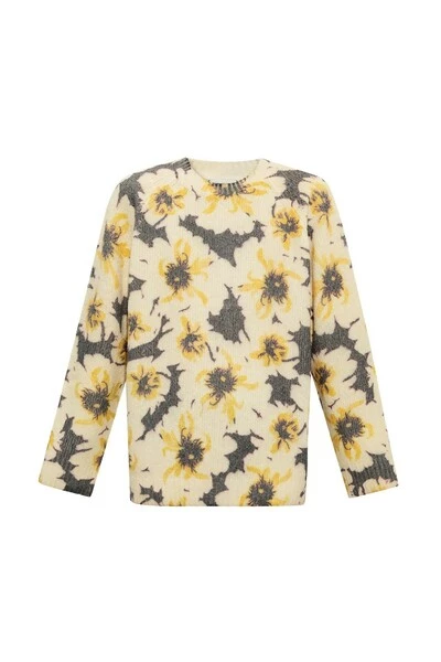 Dries Van Noten Truien & Vesten Floral Swearer Beige 2 Dries Van Noten Truien & Vesten Floral Swearer Beige