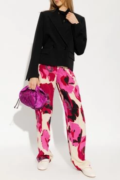 Dries Van Noten Chino's Trousers With Floral Motif Pink