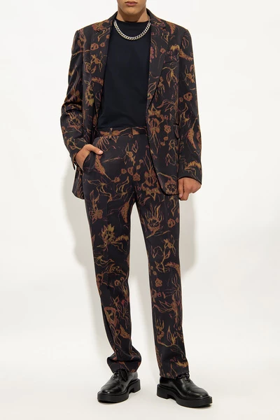 Dries Van Noten Kostuums Trousers With Floral Motif Brown 2 Dries Van Noten Kostuums Trousers With Floral Motif Brown